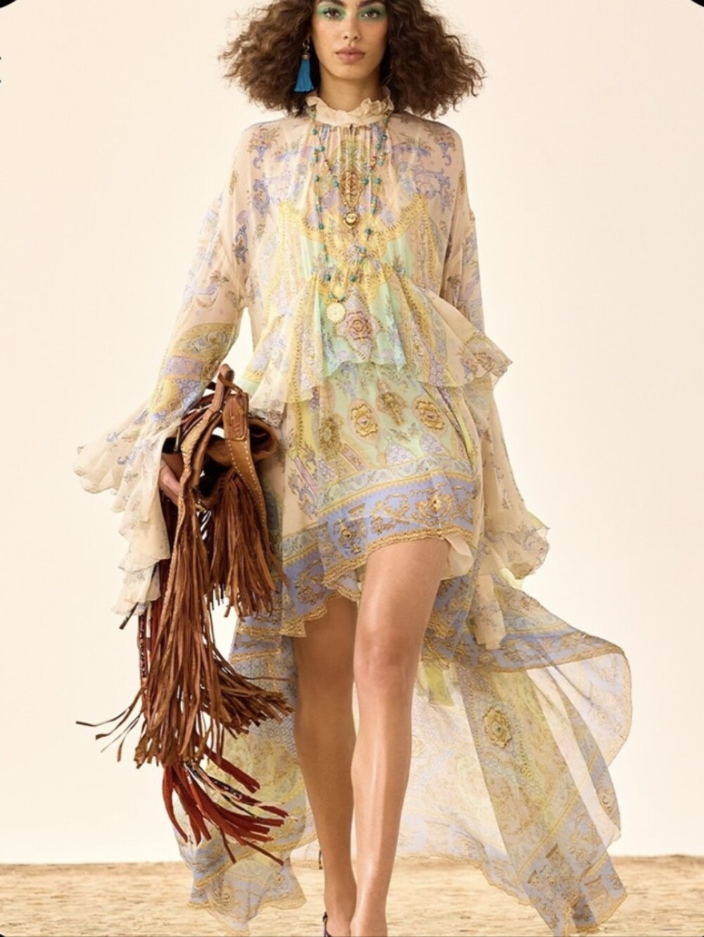 Camilla ruffle high low dress with long sleevein East of istanbul - Picture 2 of 16